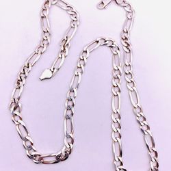 Sterling Silver Figaro Link Chain Necklace Stamped 925