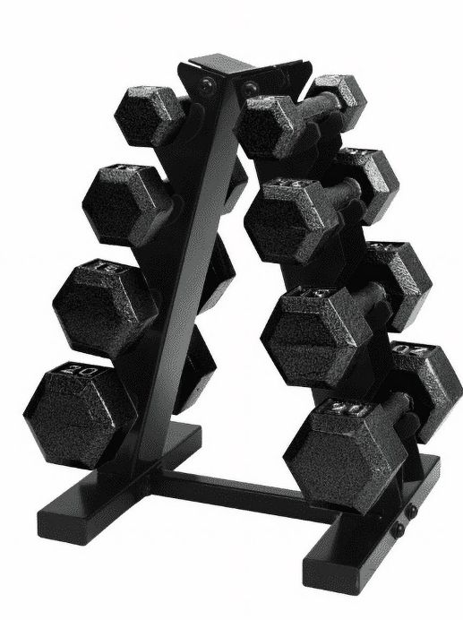 Brand new dumbbells 5-20 lbs with weight rack