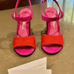 Salvatore Ferragamo Aede Suede Flare Heel 