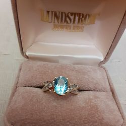 Blue Topaz  Gold Ring