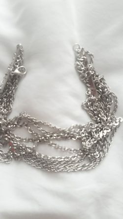 Silver Multi- Chain Adjustable Choker Necklace New No Tags 10" length