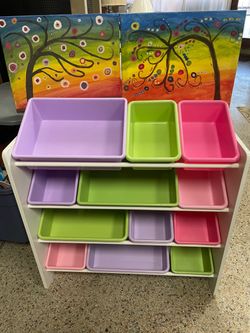 33”L Kids Toy Organizer 12 Storage Bins, Perfect Toddler Height