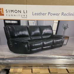 Brand New Black Leather Power recliner sofa