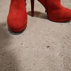 womens shoes high heel boots size 9 red