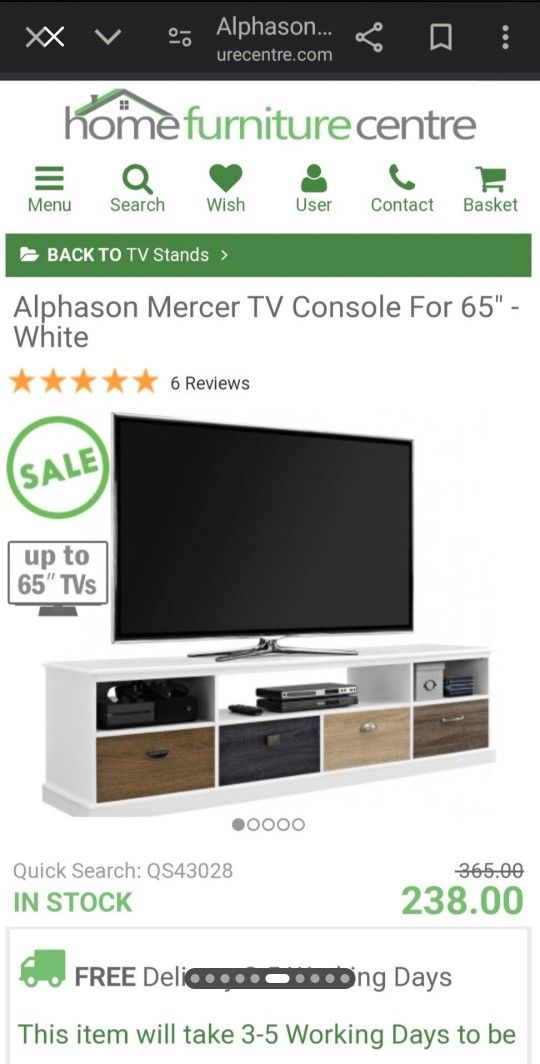 Alphason Mercer's Modern Multiple Colored TV Stand For TV's Up To 65"