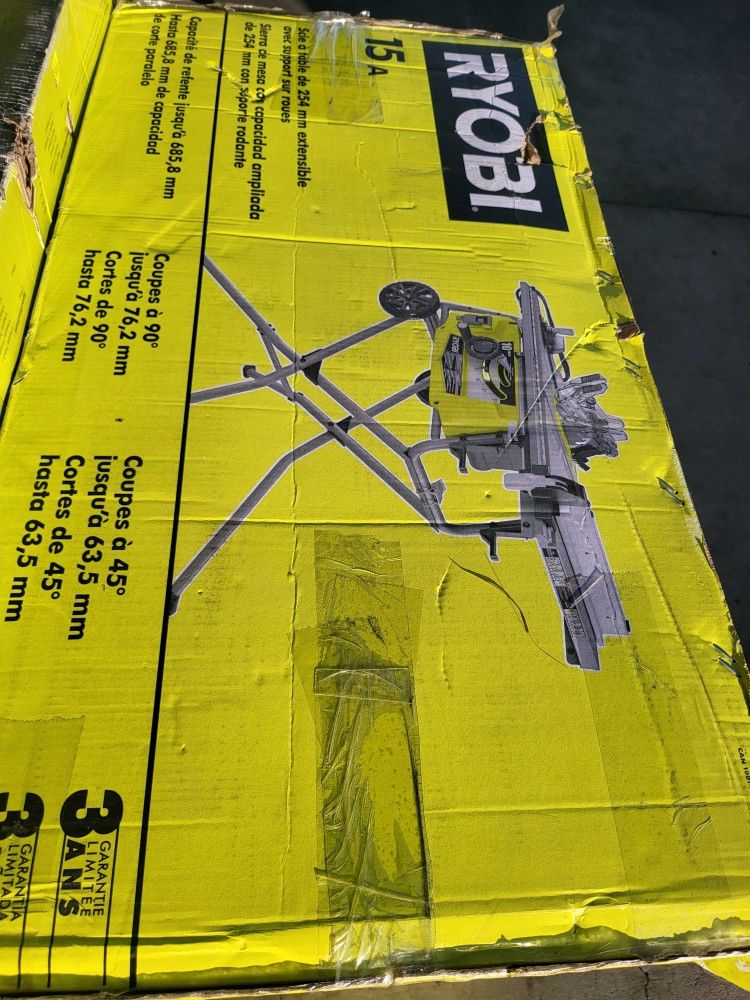 RYOBI 15 Amp 10 in. Expanded Capacity Portable Corded Table Saw With Rolling Stand
