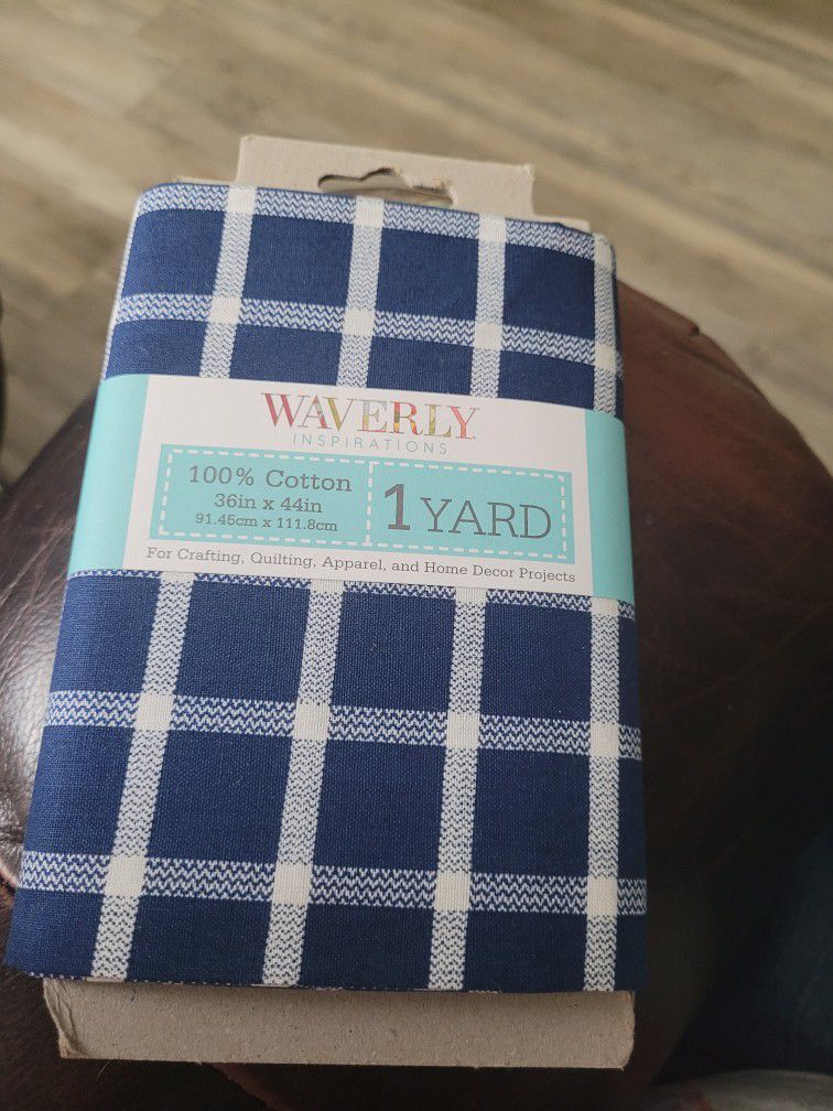 Waverly Navy White Patterned 1 Yard Fabric Cut 100% Cotton 36" x 44" 