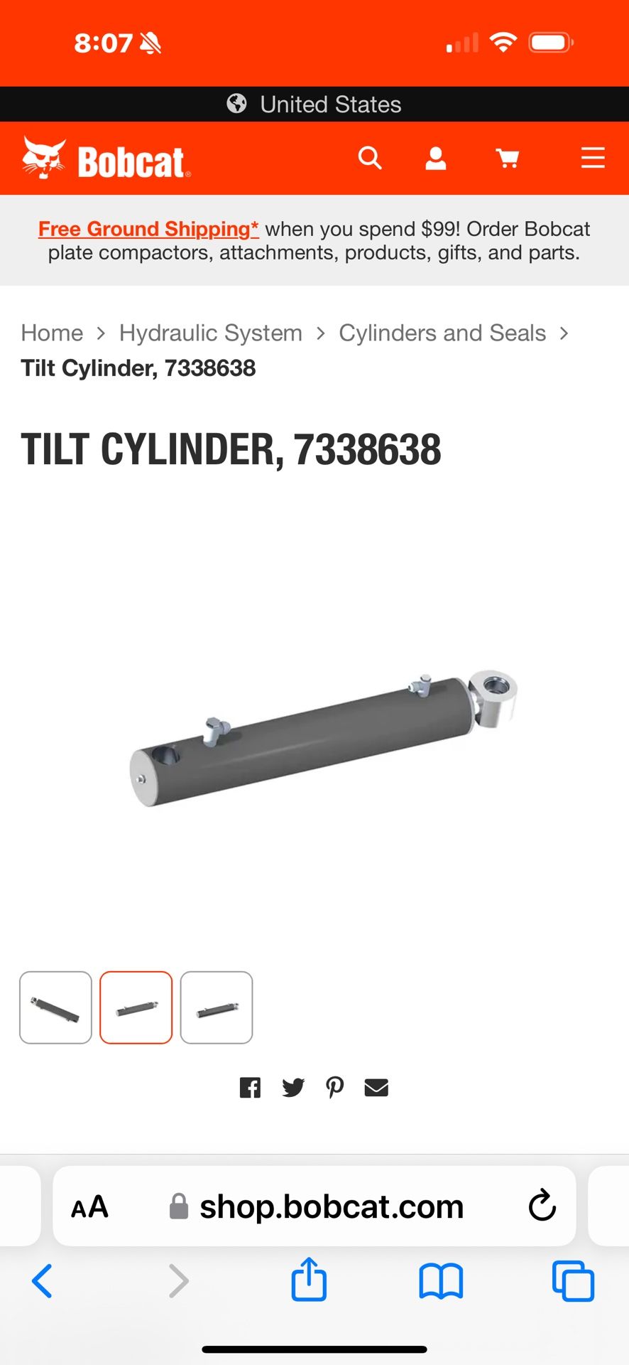 Bobcat Tilt Cylinders
