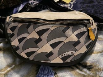 Coach Black and Cream Yellow Tab Geometric Men's Belt Bag