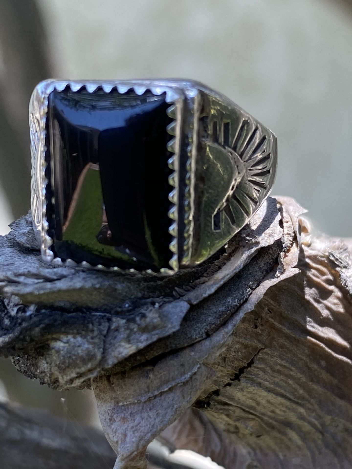 Vintage onyx men’s ring sterling