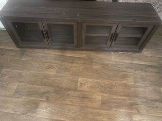 Dark Wood Media Console with Glass Doors
