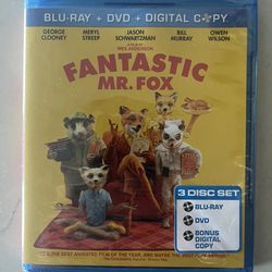 Brand New Factory Sealed Mr. Fantastic Fox Blu-Ray 3 Disc Set