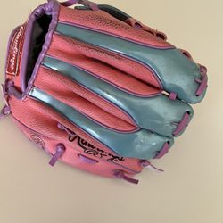 Rawlings PL158PB 9 inch Girls Rule Pink Baseball Glove - Left hand Thrower
