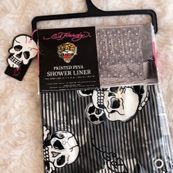 💀🖤 NEW Ed Hardy Skull Shower Liner – Y2K Gothic Aesthetic 🖤💀