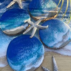 6 Beautiful Resin Coasters Nice Gift ,wrapped