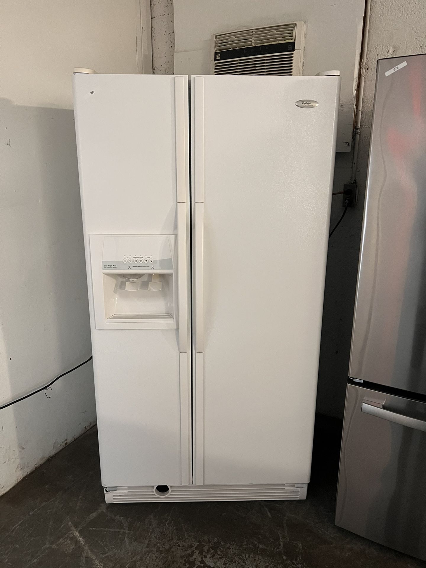Whirlpool Side By Side Refrigerator Used White 36” Wide