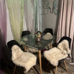 Glass Kitchen Dining Table and Chairs 