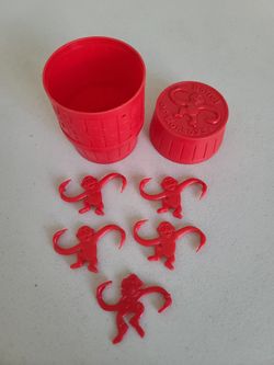 Vintage 2003 Milton Bradley Hasbro Red Barrel Of Monkeys Toy