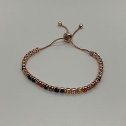 14k Rose Gold Plated Rainbow Tennis Bracelet 3mm Men’s Women’s Premium