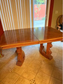 Ornate Double Pedestal Wood Dining Table