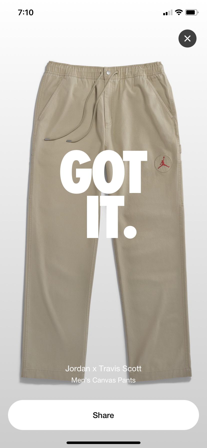 Travis Scott Cactus Jack x Jordan Canvas Pant Desert/Khaki