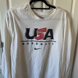 Nike USA Baseball White Long Sleeve 