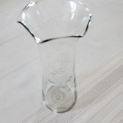 Flower Etched Glass Vase