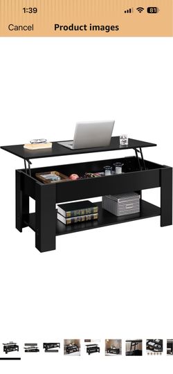 Lift Top Coffee Table with Hidden Compartment and Storage Shelf
