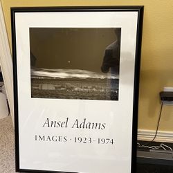 Large 37 X 27 Ansel Adams Black And Glass