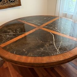 Marble Table Wood Black White