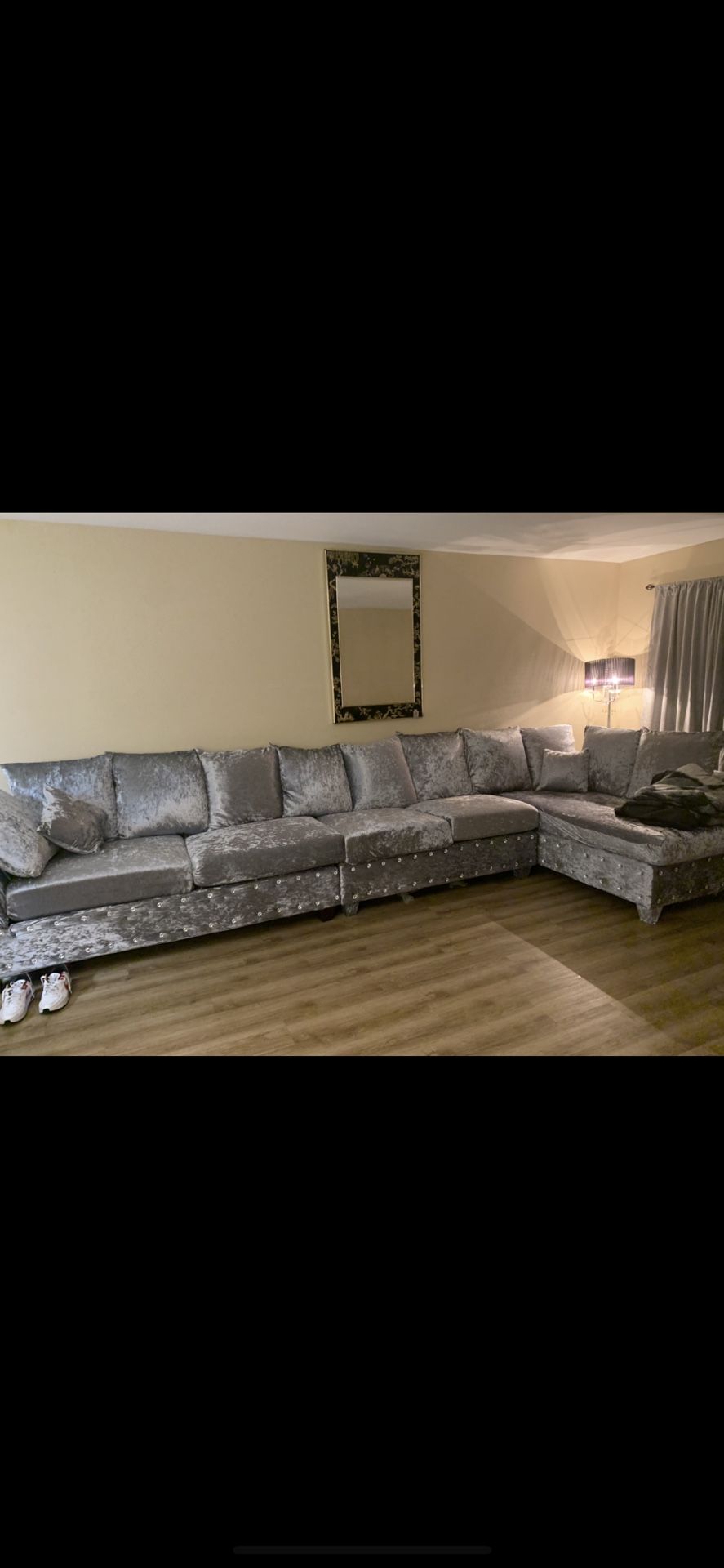 Velvet Grey Couch