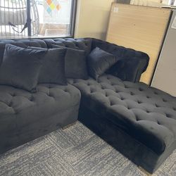 Double Chaise Velvet Tufted Sectional