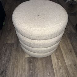 Linen Fabric Ottoman/Storage