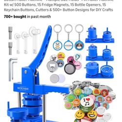 Button Maker Machine – Multiple Size Molds– Pin Maker Machine Kit w/ 500 Buttons