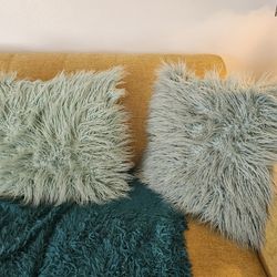 Teal Fluffy Pillows