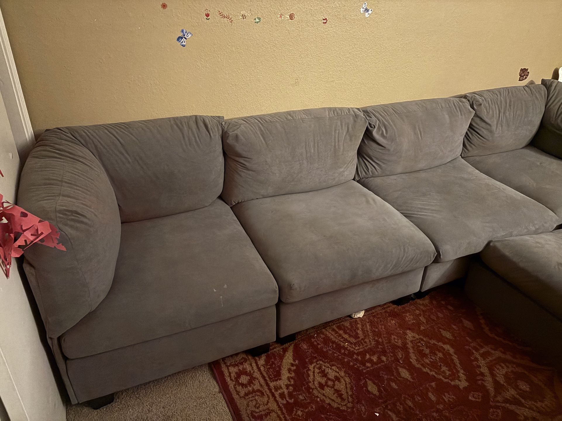 Grey Sectional Couch 5 Piece