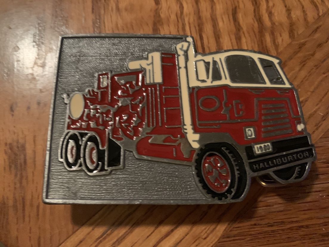 Vintage Fire Truck Belt Buckle 