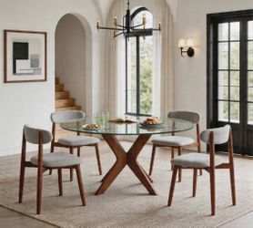New Curved-Back Wooden Dining Chairs