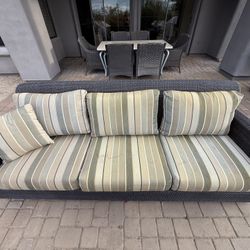White craft outdoor wicker sofa
