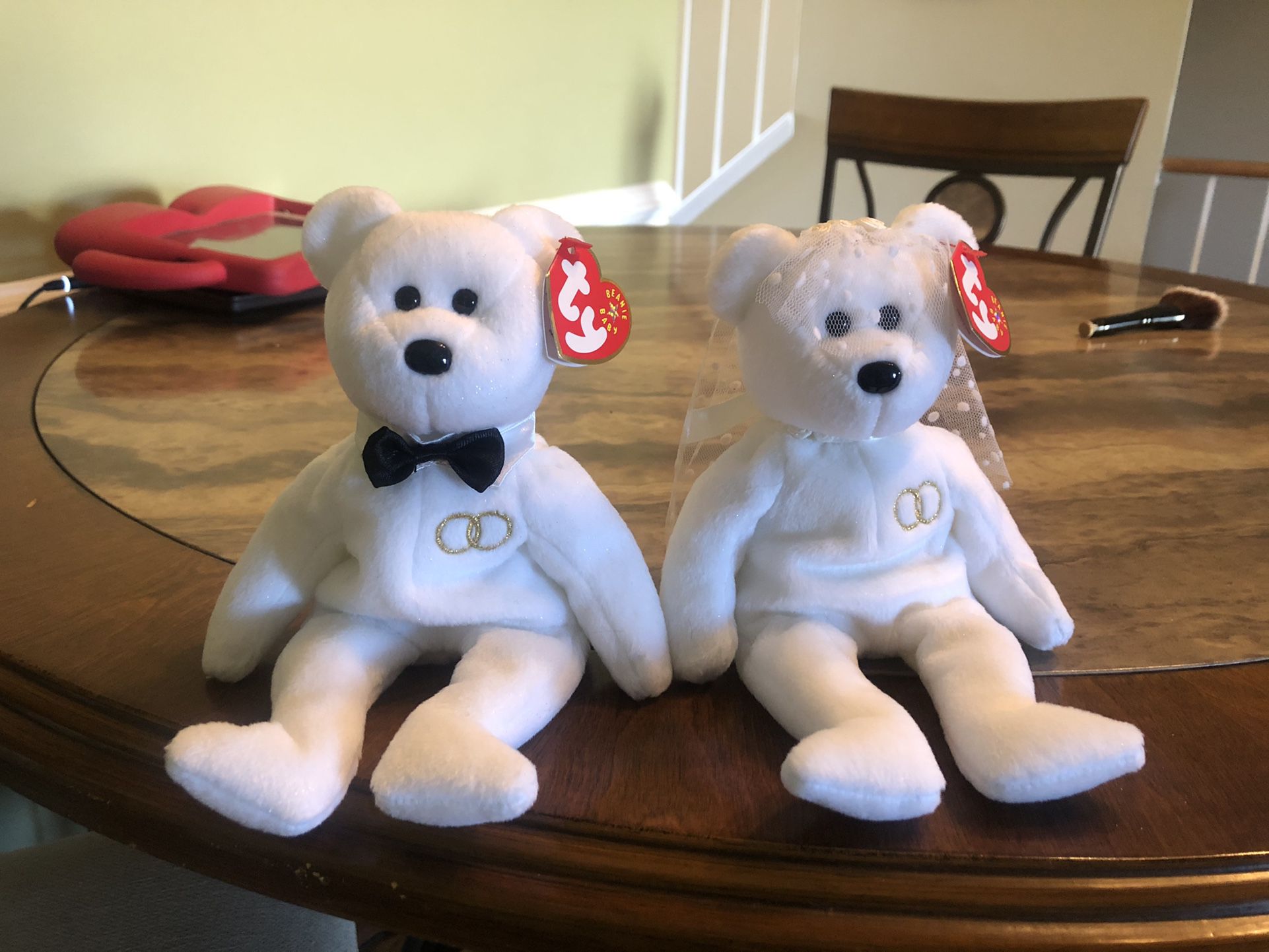 TY Beanie Baby Bride And Groom Bear Set