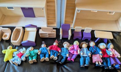 Melissa and Doug Wooden Dollhouse, Furniture and Figures