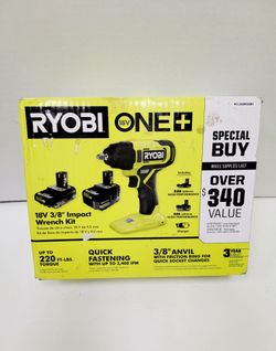 Ryobi 18V ONE+ 3/8" Impact Wrench Kit with 2 batteries