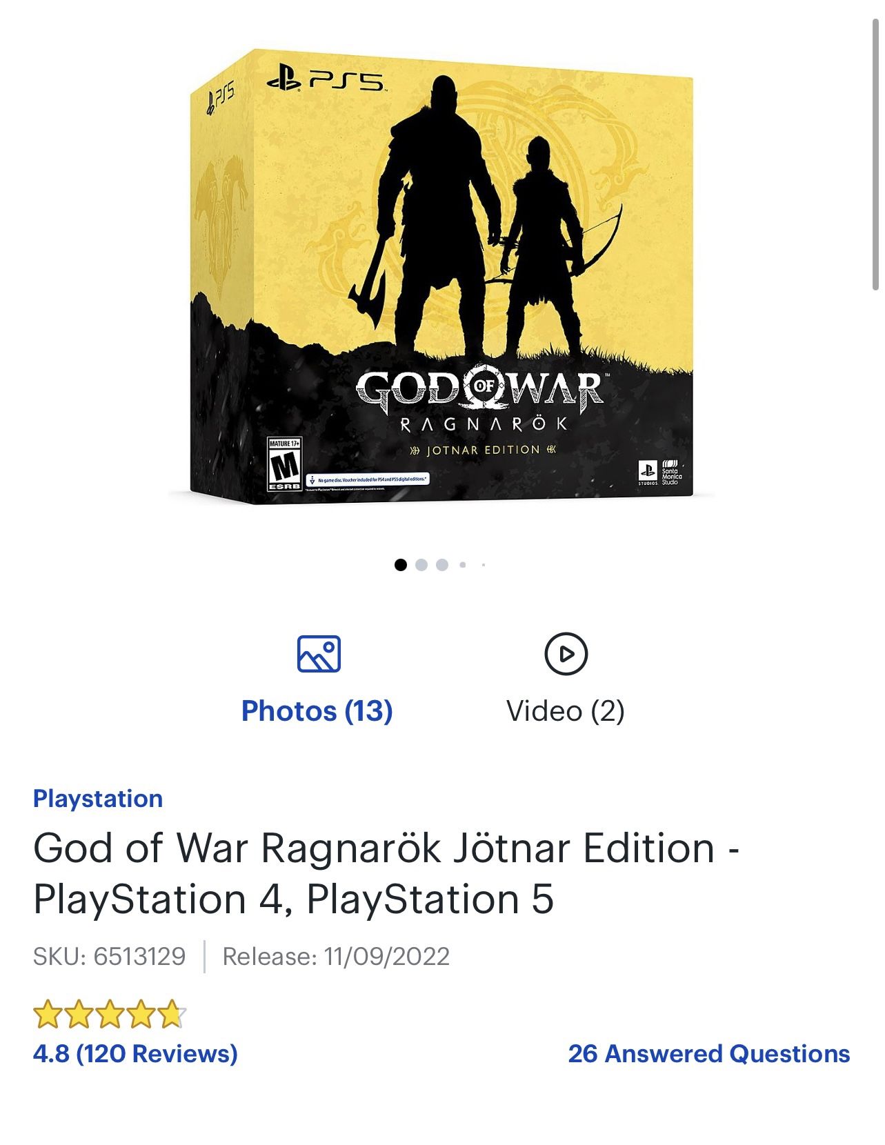 God of War Ragnarök Jötnar Edition PlayStation 4, PlayStation 5