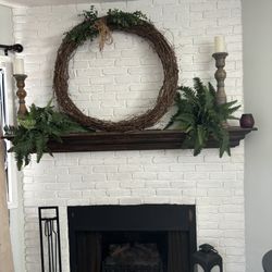 Fireplace Set (candle Holders And Lantern, Decorative Piece / Ferns / )