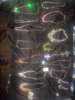 14 Vintage rhinestone necklaces 2 earrings and 1