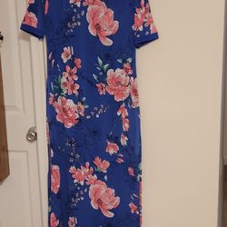 Blue And Pink Floral Dress Petite