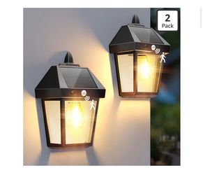 2-Pack 9” Solar Wall Lanterns with Motion Sensor