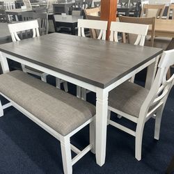 Grey And White 6pc Dining Set 
