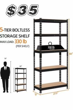🥨Storage Shelving Unit, 5-Tier Adjustable Storage Shelves, Heavy Duty Metal Garage Shelves/Utility Rack for Kitchen, Pantry, Basement- 2,000lb Capaci