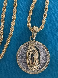 Gold necklace with Guadalupe virgin